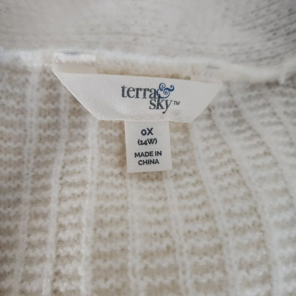 Terra Sky Popcorn Stitch Open Duster, Cream,  NWT - Picture 5 of 12